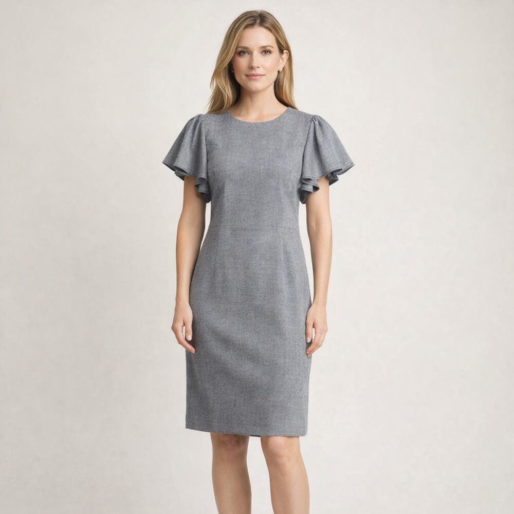 Tommy Hilfiger Women's Flutter Sleeve High Neck Sheath Mini Dress Size 8